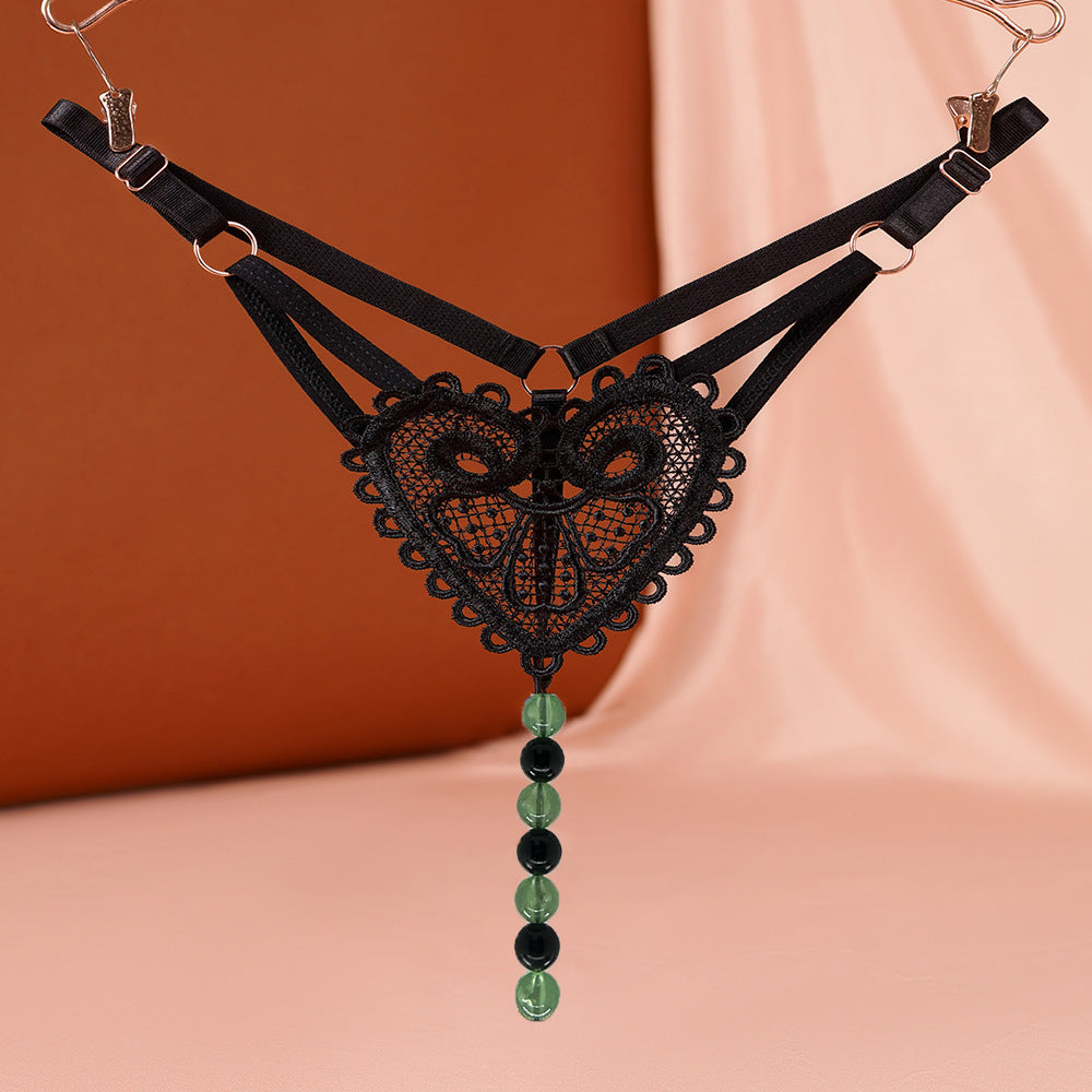Sexy Underwear Underwear Women's Luminous Pearl Massage thong Open-end No-off Insertable European and American Nightclub Underwear