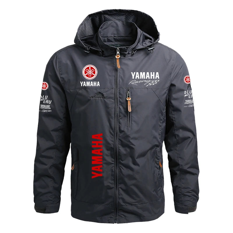 Yamaha Men's Motorcycle Jacket with Windproof and Waterproof Hood, Detachable, Large Size, Spring-Autumn Style, Tactical Jacket
