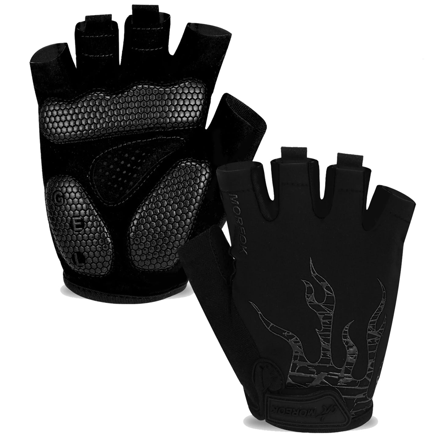 MOREOK Bike Gloves Half Finger 5MM Gel Pads Breathable Mountain Road Bike Cycling gloves Shock-absorbing Bicycle Gloves for Men
