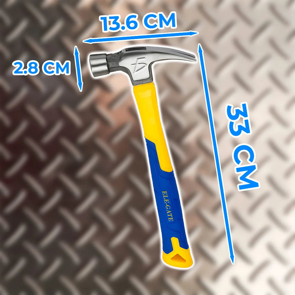 HERM Industrial Pick Hammer Model HERM.29 Magnetic Head Forged Steel Ears 2-Inch Face Fiberglass Handle Contoured Grip 38cm