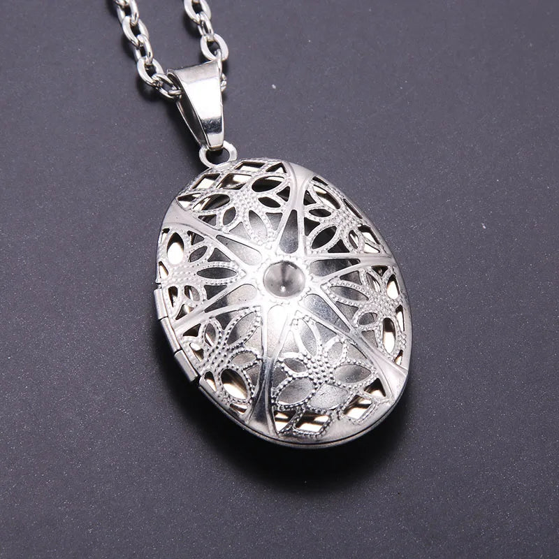 Copper Color Love Heart Locket Pendants for Women Men Openable Photo Frame Glossy Family Pet Picture Necklace Family Love Gift