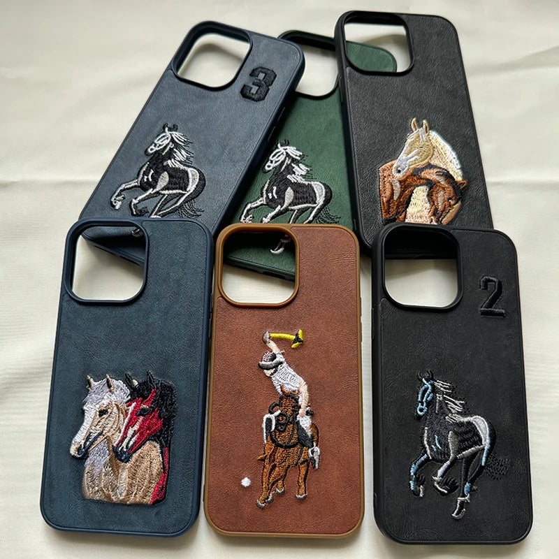 Embroidered Mobile Phone case  for iPhone 16 Pro Max Custom Pattern TPU Leather case  for iPhone 15 Plus 14 13 12 11 Pro Max
