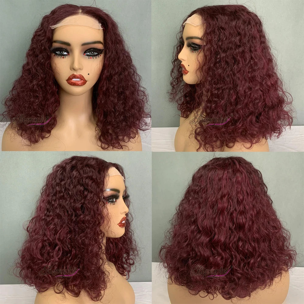 Promotion Price #T4304 Super Double Drawn Verified Suppliers for Human Hair Wigs,14Inch Ombre Luxury Curl 4X4 Lace Closure Wigs