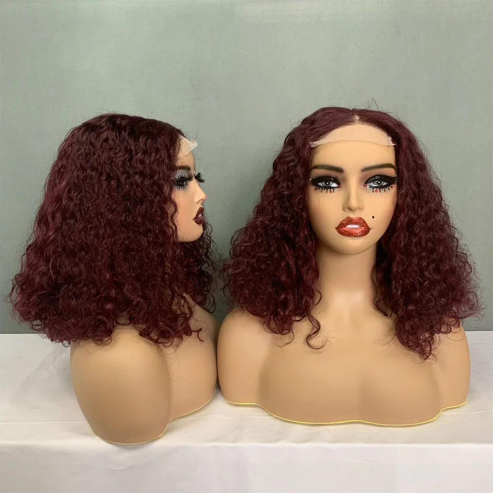 Promotion Price #T4304 Super Double Drawn Verified Suppliers for Human Hair Wigs,14Inch Ombre Luxury Curl 4X4 Lace Closure Wigs