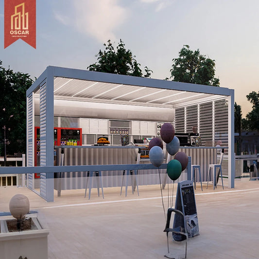 Motorized Retractable Roof Pergola Awning Balcony Windows Sunshade System with Folding Arm Acrylic Aluminum Frame Electric Use
