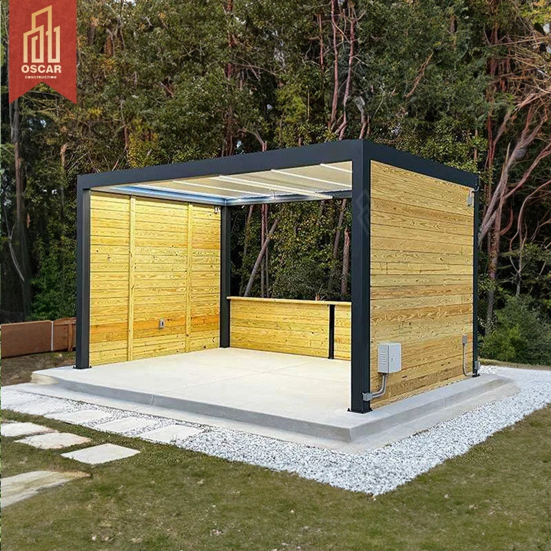 Motorized Retractable Roof Pergola Awning Balcony Windows Sunshade System with Folding Arm Acrylic Aluminum Frame Electric Use