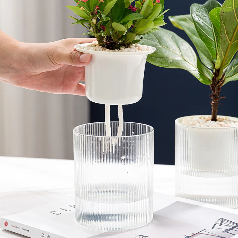 BRICE 4 Inch Plant Pot Garden Automatic Absorbing Water Self Watering Planter Small the Lazy Plastic Self Watering Pot