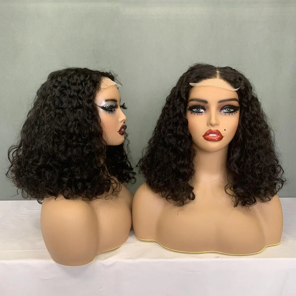 Promotion Price #T4304 Super Double Drawn Verified Suppliers for Human Hair Wigs,14Inch Ombre Luxury Curl 4X4 Lace Closure Wigs
