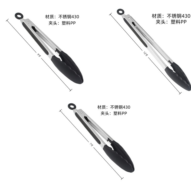Cross Border Black Silicone Clip Food Clip Commercial High Temperature Resistant Food Grade Kitchen Steak Barbecue Grill Tool