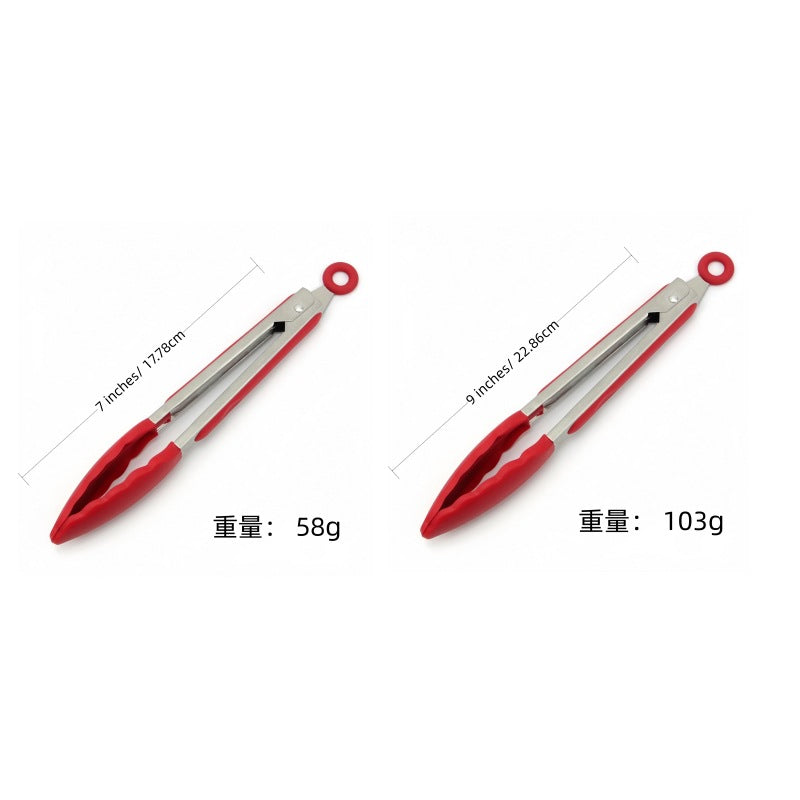 Cross Border Black Silicone Clip Food Clip Commercial High Temperature Resistant Food Grade Kitchen Steak Barbecue Grill Tool