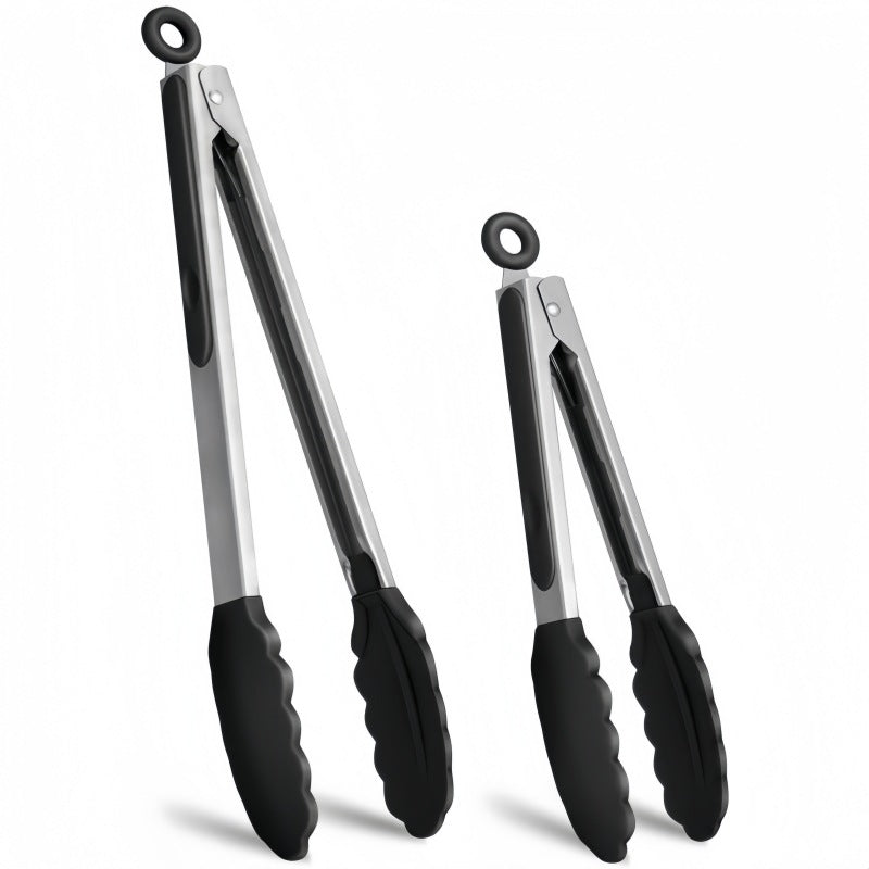 Cross Border Black Silicone Clip Food Clip Commercial High Temperature Resistant Food Grade Kitchen Steak Barbecue Grill Tool