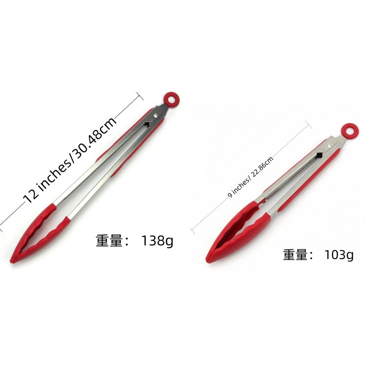 Cross Border Black Silicone Clip Food Clip Commercial High Temperature Resistant Food Grade Kitchen Steak Barbecue Grill Tool