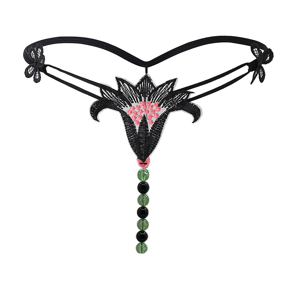 Sexy Underwear Underwear Women's Luminous Pearl Massage thong Open-end No-off Insertable European and American Nightclub Underwear