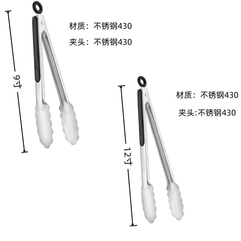 Cross Border Black Silicone Clip Food Clip Commercial High Temperature Resistant Food Grade Kitchen Steak Barbecue Grill Tool