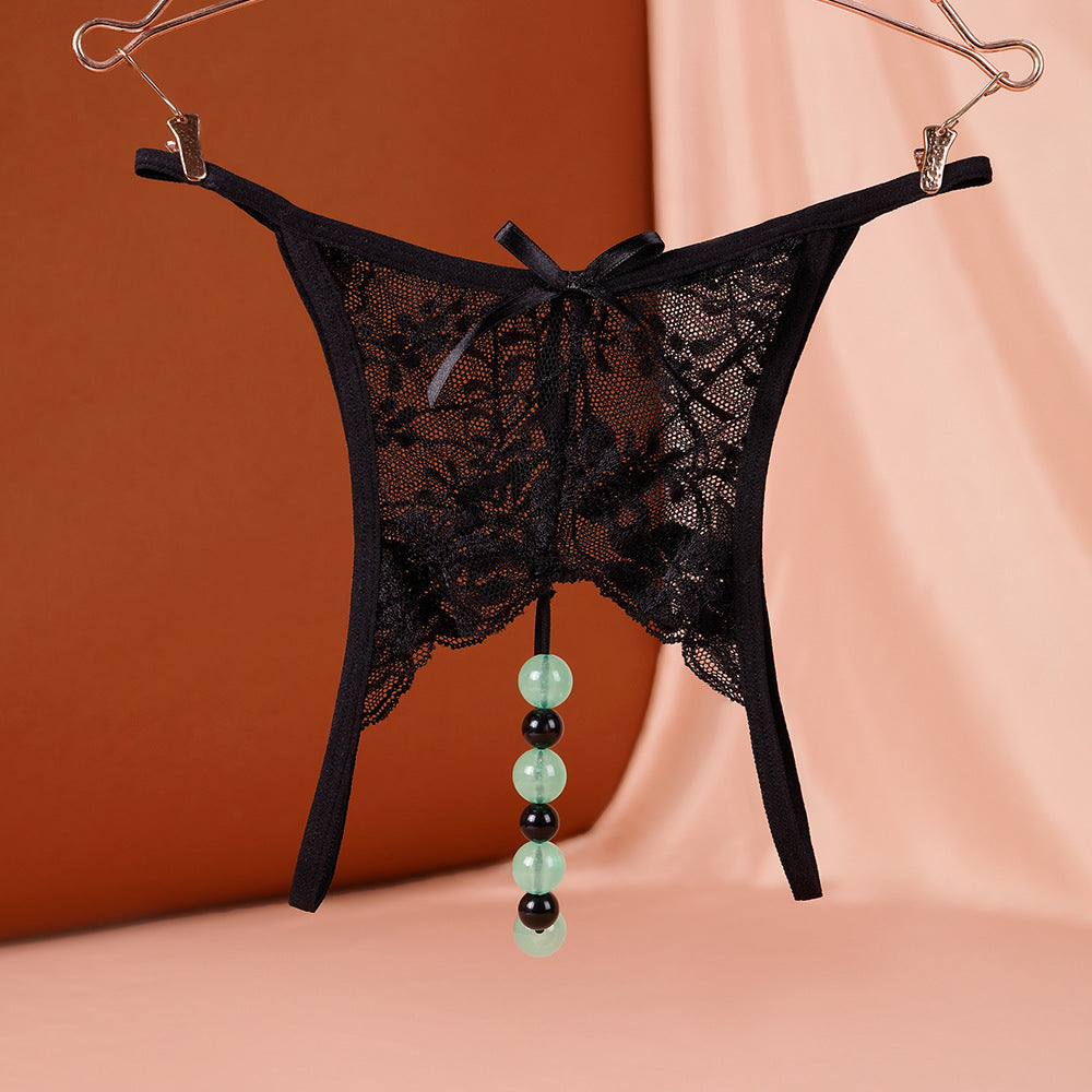 Sexy Underwear Underwear Women's Luminous Pearl Massage thong Open-end No-off Insertable European and American Nightclub Underwear