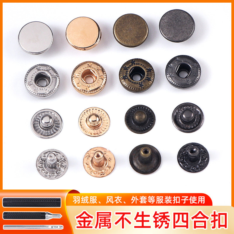 Down jacket button coat metal button frock coat cat coat double stainless steel snap button 655 button