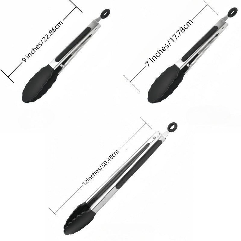 Cross Border Black Silicone Clip Food Clip Commercial High Temperature Resistant Food Grade Kitchen Steak Barbecue Grill Tool