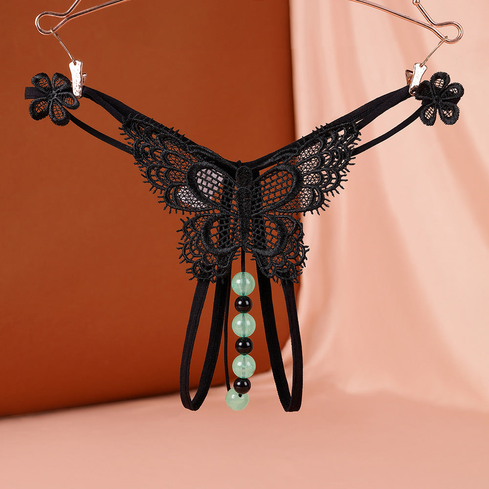 Sexy Underwear Underwear Women's Luminous Pearl Massage thong Open-end No-off Insertable European and American Nightclub Underwear