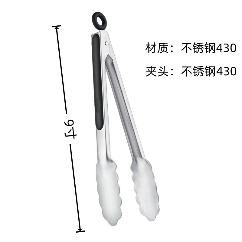 Cross Border Black Silicone Clip Food Clip Commercial High Temperature Resistant Food Grade Kitchen Steak Barbecue Grill Tool