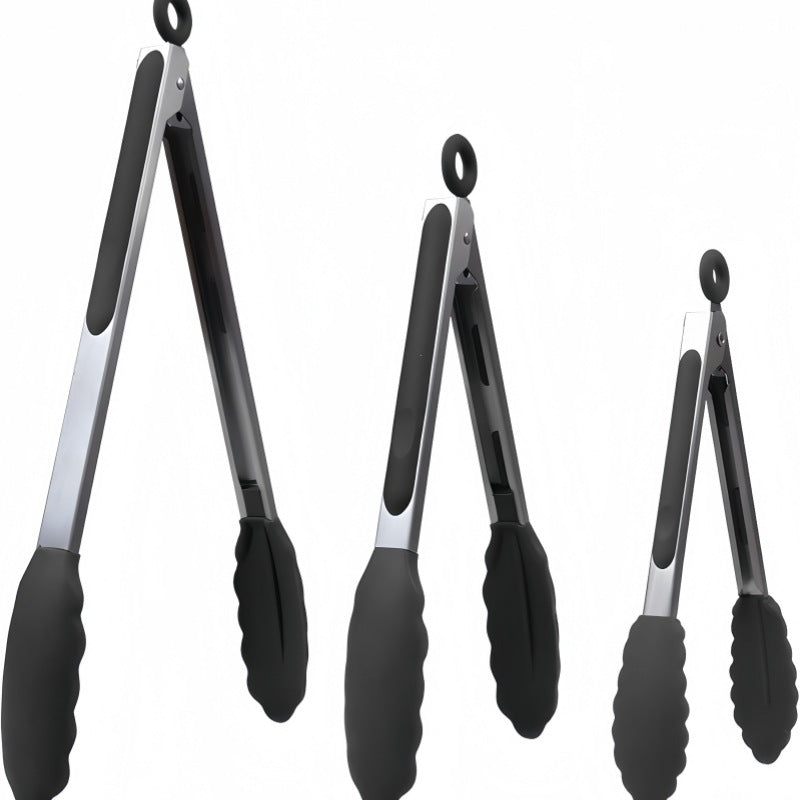 Cross Border Black Silicone Clip Food Clip Commercial High Temperature Resistant Food Grade Kitchen Steak Barbecue Grill Tool