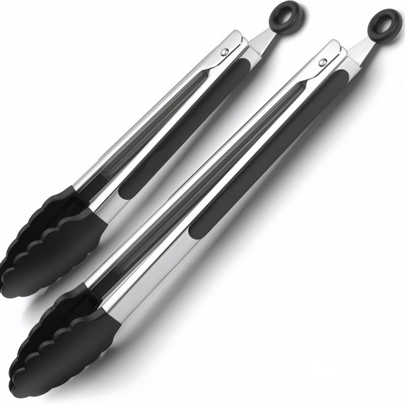 Cross Border Black Silicone Clip Food Clip Commercial High Temperature Resistant Food Grade Kitchen Steak Barbecue Grill Tool