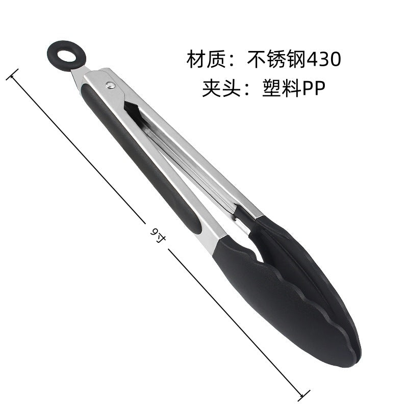 Cross Border Black Silicone Clip Food Clip Commercial High Temperature Resistant Food Grade Kitchen Steak Barbecue Grill Tool