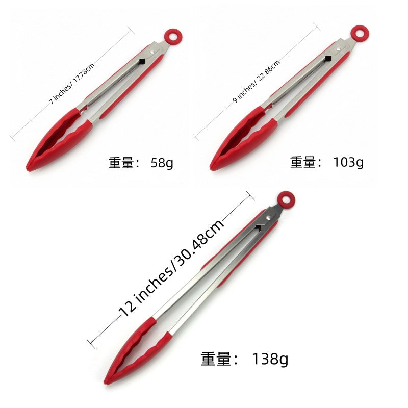 Cross Border Black Silicone Clip Food Clip Commercial High Temperature Resistant Food Grade Kitchen Steak Barbecue Grill Tool