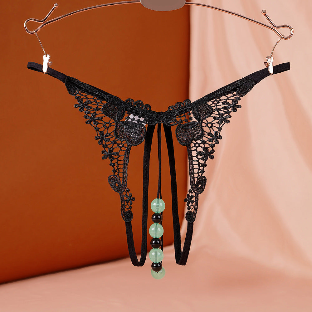 Sexy Underwear Underwear Women's Luminous Pearl Massage thong Open-end No-off Insertable European and American Nightclub Underwear