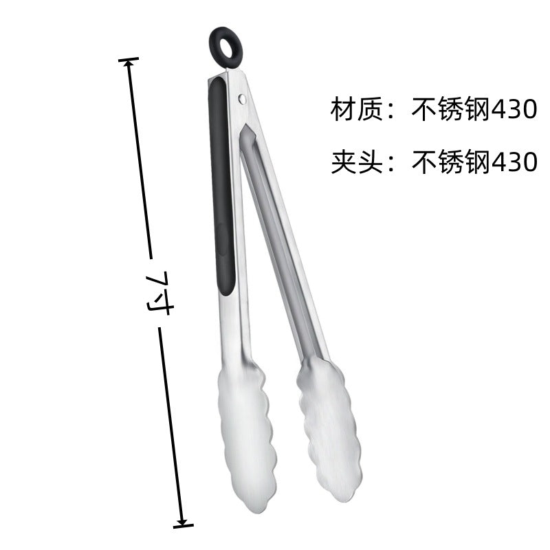 Cross Border Black Silicone Clip Food Clip Commercial High Temperature Resistant Food Grade Kitchen Steak Barbecue Grill Tool