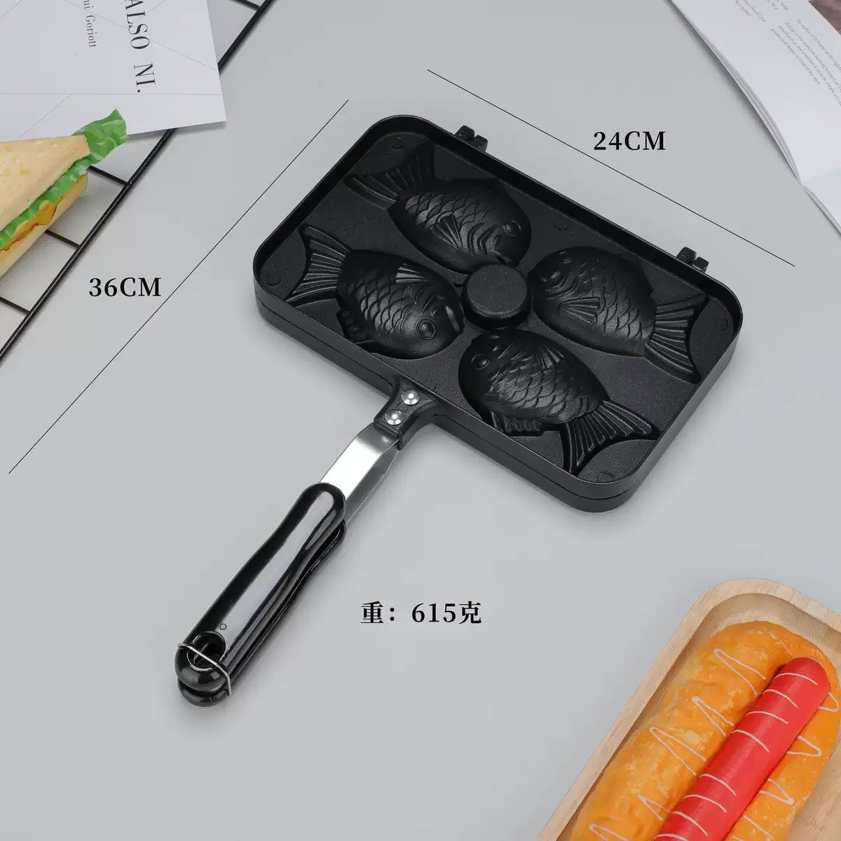 Foreign Trade Cross-Border Direct Sales Aluminum Waffle Snapper Barbecue Plate Frying Pan Mold Uncoated Non-Stick Pan Wholesale