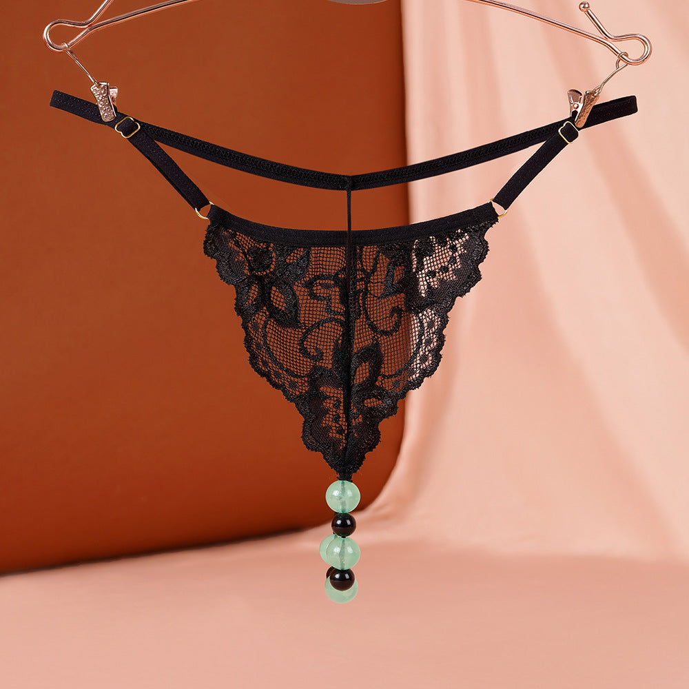 Sexy Underwear Underwear Women's Luminous Pearl Massage thong Open-end No-off Insertable European and American Nightclub Underwear