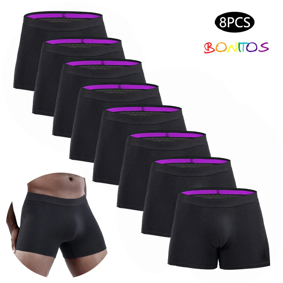 8pcs Men's Panties Sexy Homme Underpants Solid Underwear for Man Cotton Mens Boxer Shorts Male Trunks Boxershorts Set Calecon