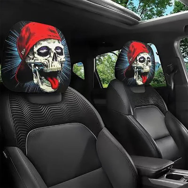 1PCS Car Headrest Covers Funny Cartoon Headrest Cover Car Seat Head Rest Protector Auto Front Seat Rest Halloween Decoration