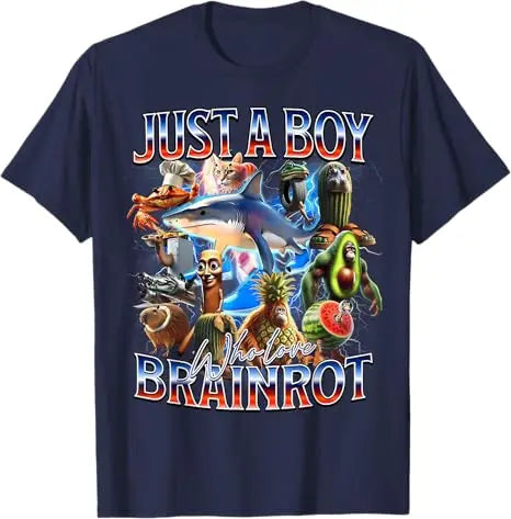 Just A Boy Who Love Brainrot Meme Italian Bootleg Boys Girls Kids T-Shirt Cute AI Italian Animals Y2k Design Graphic Outfit Tees