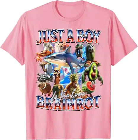 Just A Boy Who Love Brainrot Meme Italian Bootleg Boys Girls Kids T-Shirt Cute AI Italian Animals Y2k Design Graphic Outfit Tees