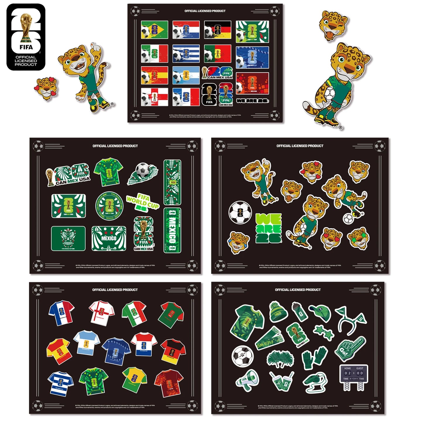 FIFA World Cup Official Authentic 2026 Soccer Stickers Football World Cup Trophy Mascot Theme Stickers,Luggage Notebook Stickers