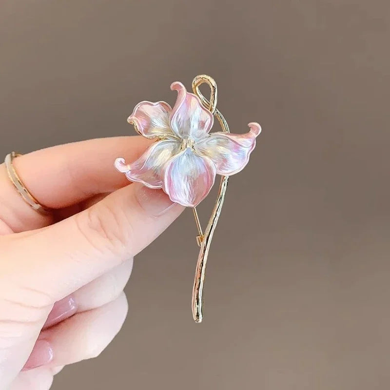 Luxury Enamel Lotus Flower Brooches for Women Men Suit Coat Dress Jewelry Pins Wedding Party Corsage Accessories