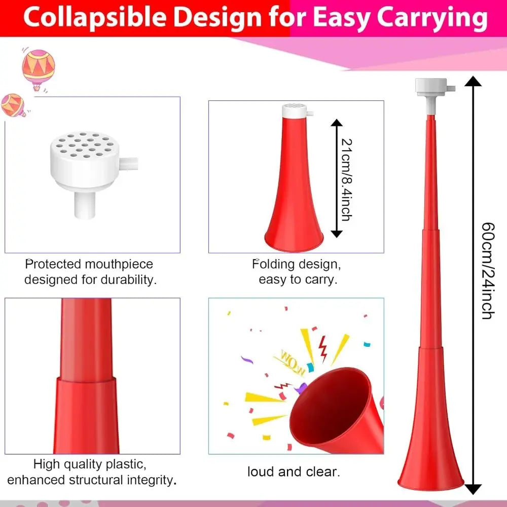 New 24 Inch Collapsible Stadium Horn Vuvuzela Loud Sound Vuvuzela Horn Plastic Soccer Noisemakers School Party Supplies