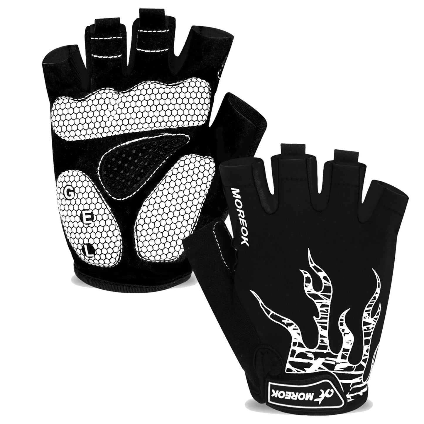 MOREOK Bike Gloves Half Finger  5MM Gel Pads Breathable Mountain Road Bike Cycling gloves Shock-absorbing Bicycle Gloves for Men