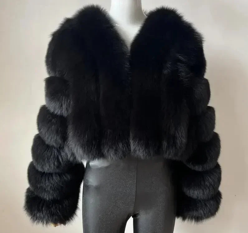 Faux Fox Fur Coat V-Neck Winter Woman Long Sleeve Warm Winter Coat Women Fashion Luxury New Fur Jacket Teddy Chic Outwear 2024