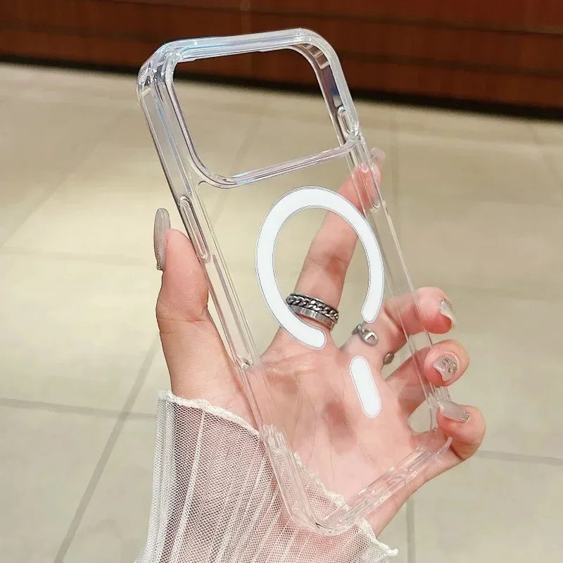Transparent Magnetic Phone Case For iPhone 17 Pro Max 16 13 11 15 14 12 17 Air 17Promax Soft Shockproof Funda Cover