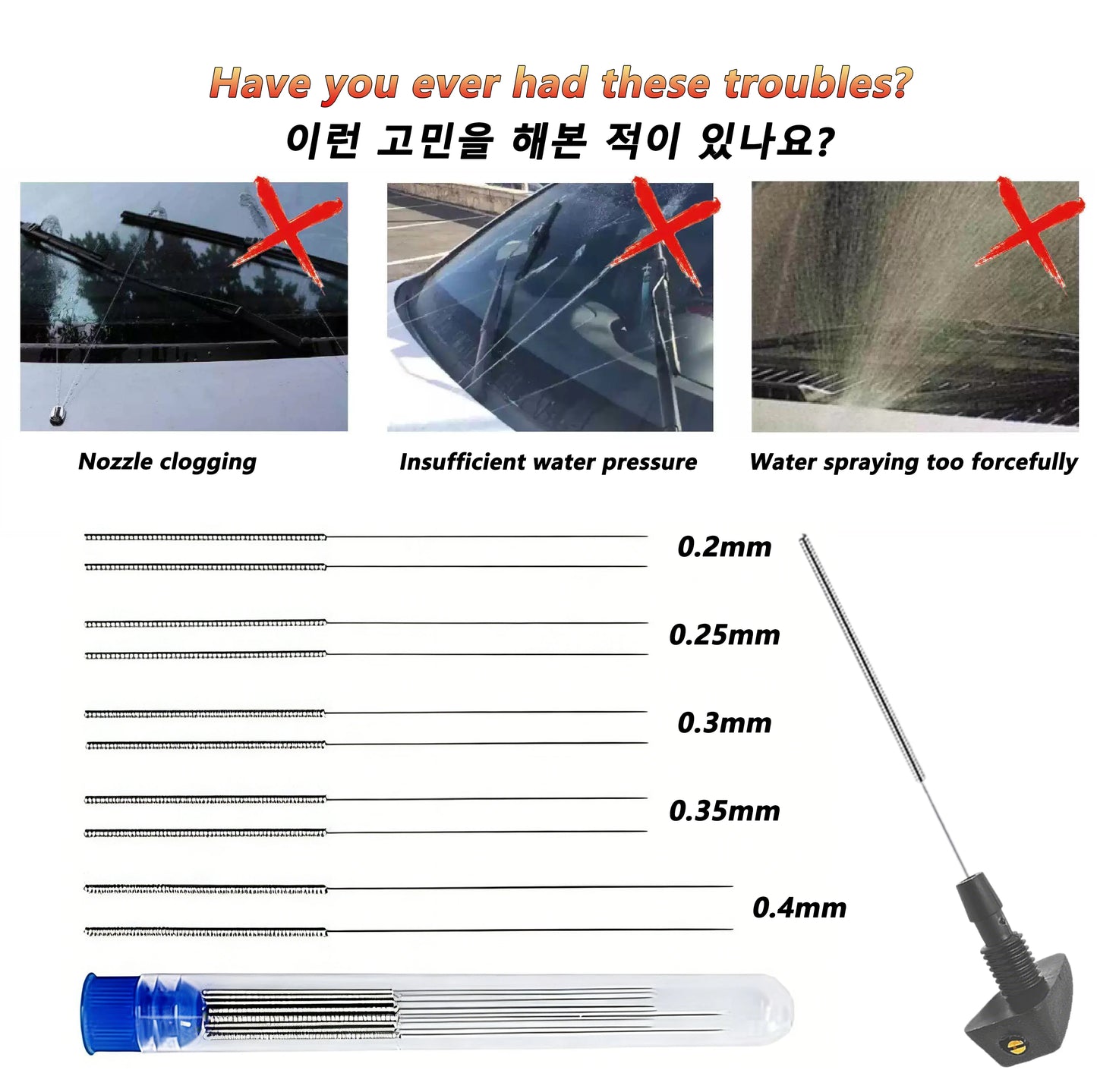 10Pcs Car Windscreen Jet Nozzle Washer Tool Stainless Steel Wiper Nozzle Cleaning Kit For 3D Printer Jets,Gas Stoves,Shower Head