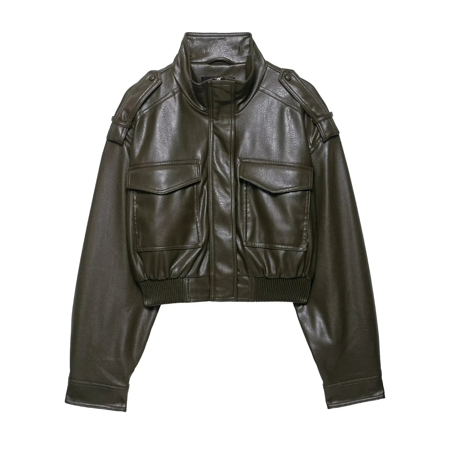 Chic Fashion Faux Leather Jackets for Women Loose Zipper Long Sleeve Female Short Coats 2026 Autumn Lady Casual New Outerwear ﻿