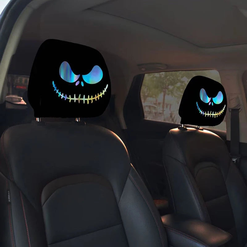 1PCS Car Headrest Covers Funny Cartoon Headrest Cover Car Seat Head Rest Protector Auto Front Seat Rest Halloween Decoration