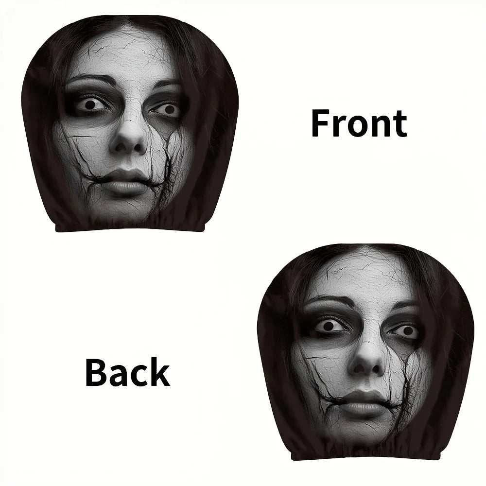 Set of 2 Car Headrest Covers: Perfect for Daily Commutes   Features Quirky Ghosts,