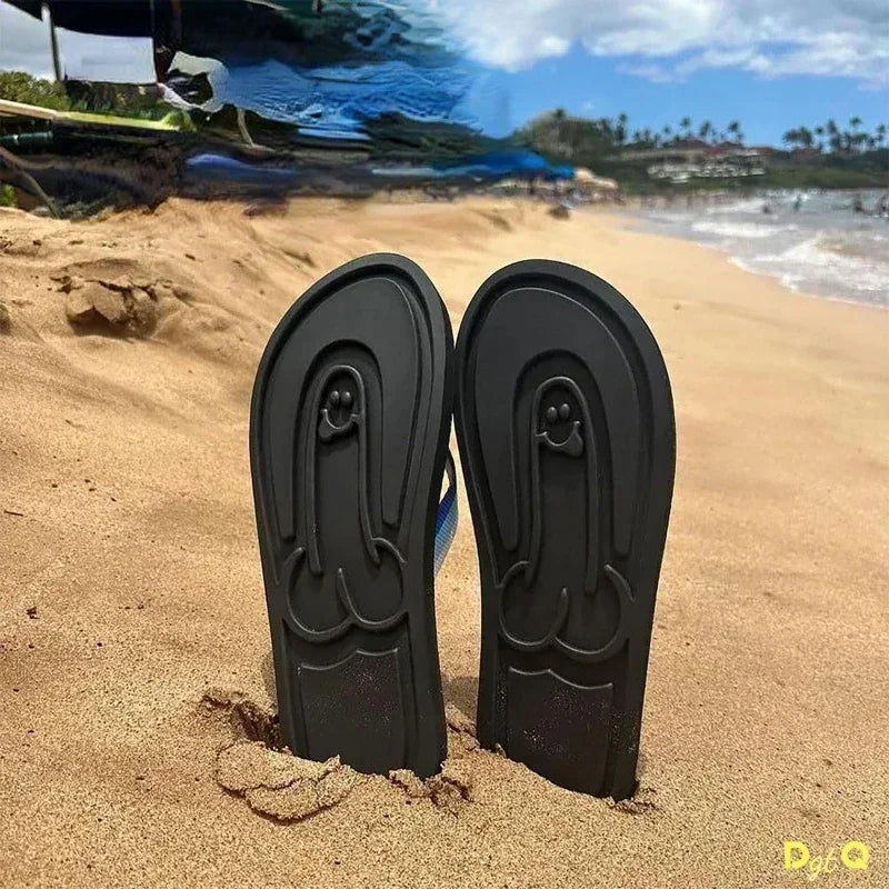 2025 Hidden Penis Flops Parody Creative Penis Slippers Summer Beach Comfort Non Slip Men's Sandal Beach Flip Flops Dick Slippers
