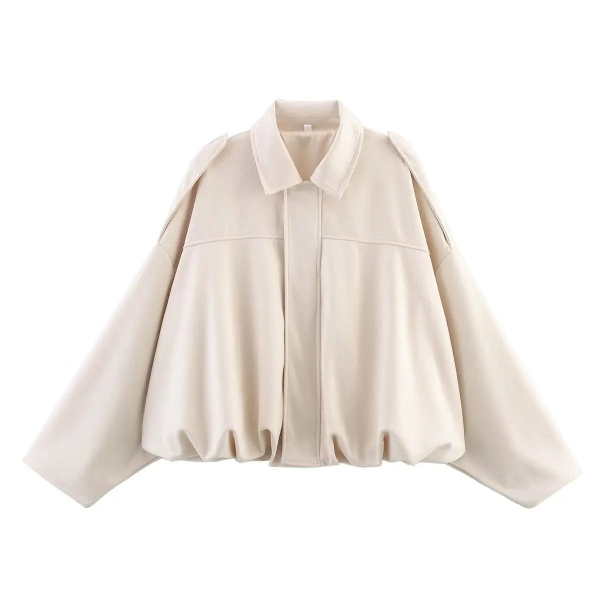 ETJ 2026 Spring New Women's Suede Texture Effect Loose Version of Fashion Lapel Shoulder Jacket