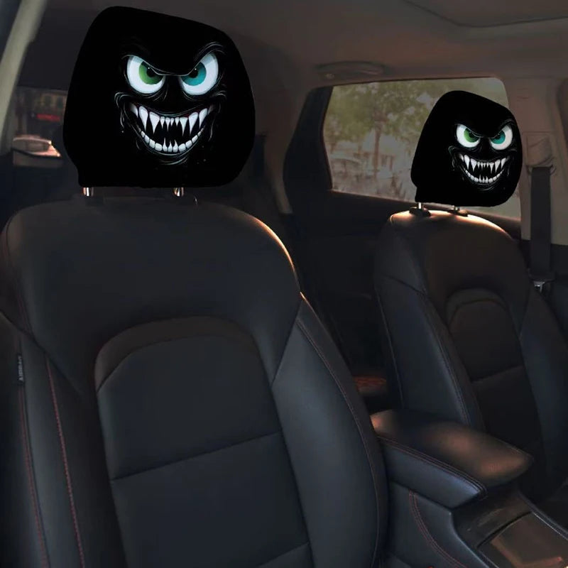 1PCS Car Headrest Covers Funny Cartoon Headrest Cover Car Seat Head Rest Protector Auto Front Seat Rest Halloween Decoration