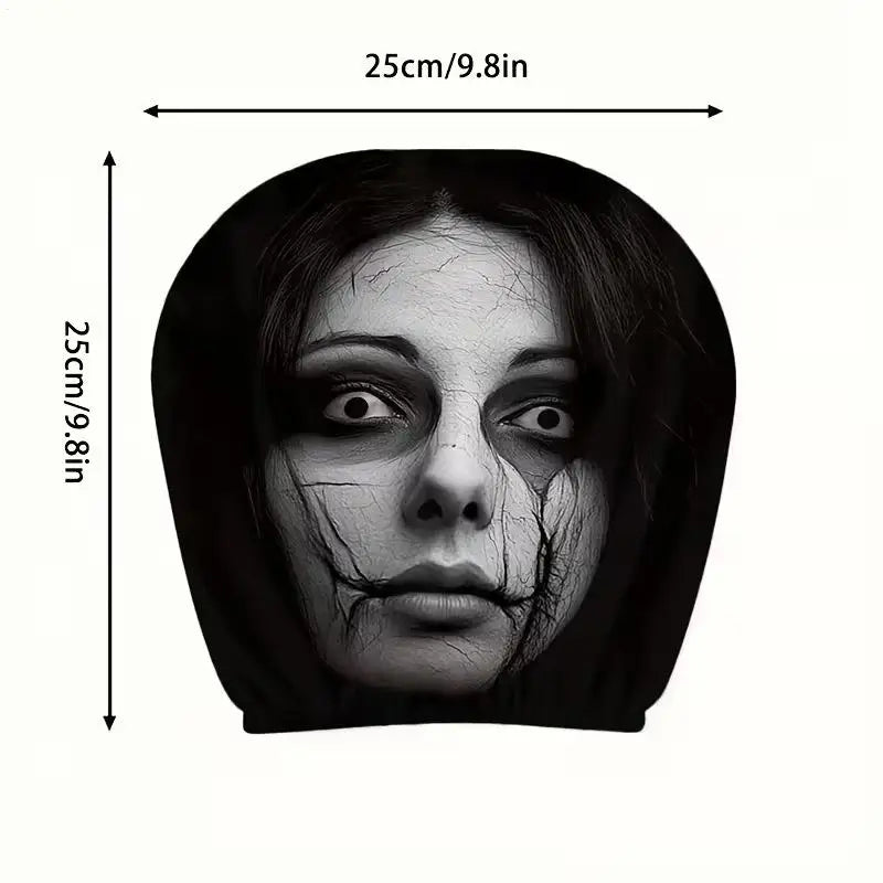 2pcs Headrest Covers For Cars Automotive Seat Guard Cute Scary Face Pattern Cartoon Car Headrest Covers For Decoration