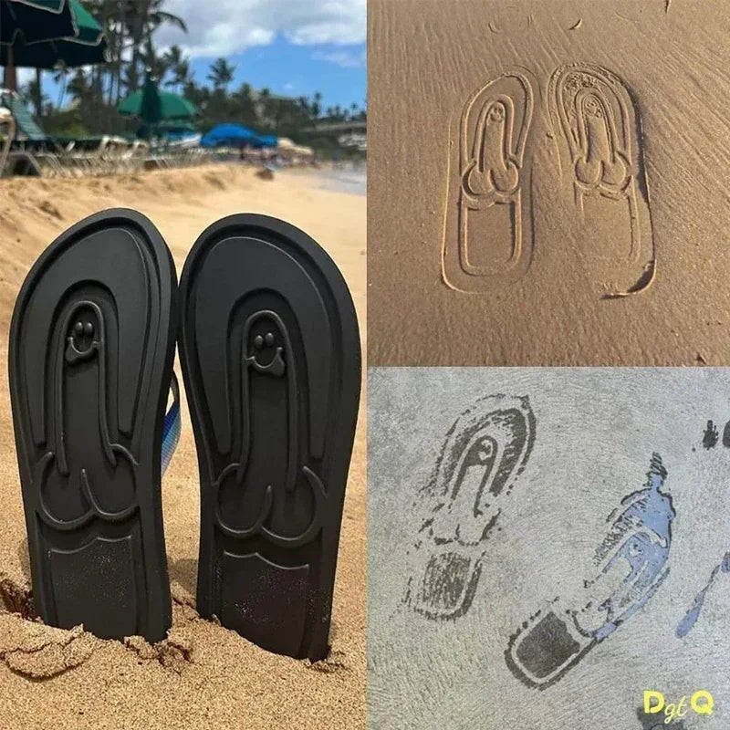 2025 Hidden Penis Flops Parody Creative Penis Slippers Summer Beach Comfort Non Slip Men's Sandal Beach Flip Flops Dick Slippers